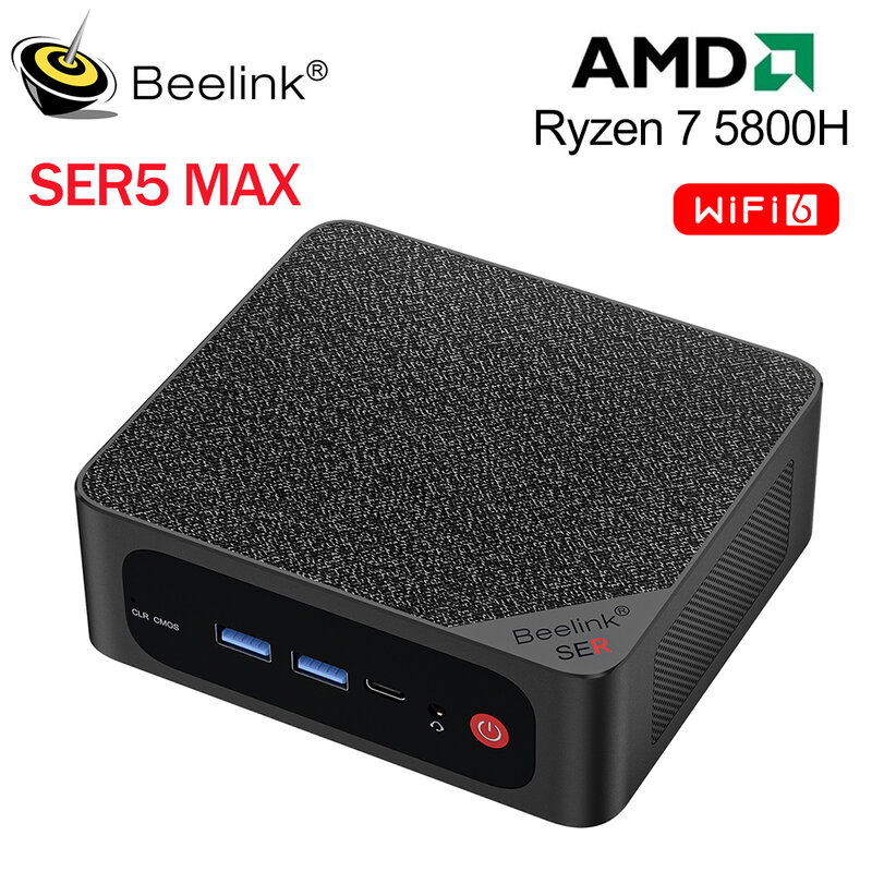 Computador Desktop Beelink-Ryzen 5, 5700U, SER5 Pro, Mini PC, AMD, DDR4, 16GB RAM, SSD 500GB, SER5 Max, 5800H, WiFi6, 4K HD, SER5 5560U