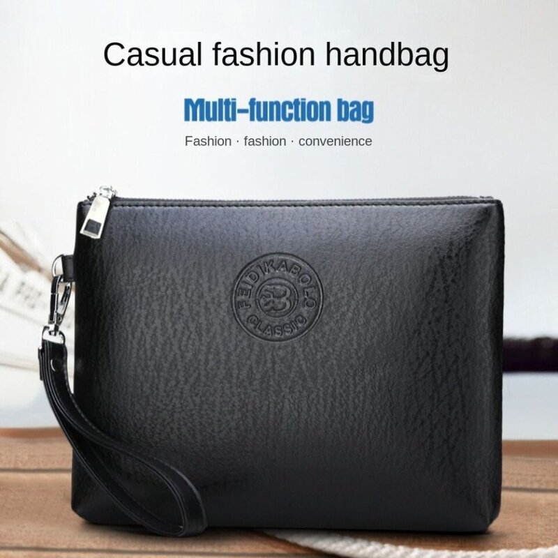 Leisure Male Clutch Bag New PU Soft Leather Large Capacity Envelope Package Toiletry Bag