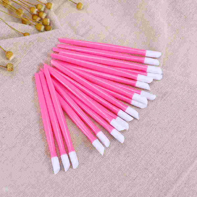 20 buah alat kuku kutikula kuku pendorong kulit mati Pembersih Scrub pengelupasan tongkat pembersih manikur (merah muda)