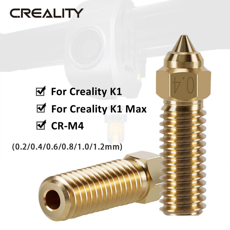 Creality-Bico de latão de alta velocidade da impressora 3D, 0,2mm, 0,4mm, 0,6mm, 0,8mm, 1,0mm, 1,2mm, adequado para K1MAX, CR-M4, 1Pc