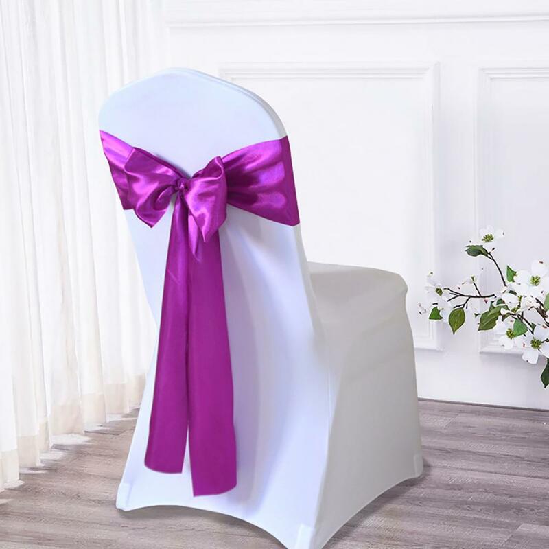 Satin Chair Bow Tie Ribbon Bow Sashes Chair Bands Wedding Party Event Hotel Banquet Decoration Chairs Sash Bow Tie Chair Cover