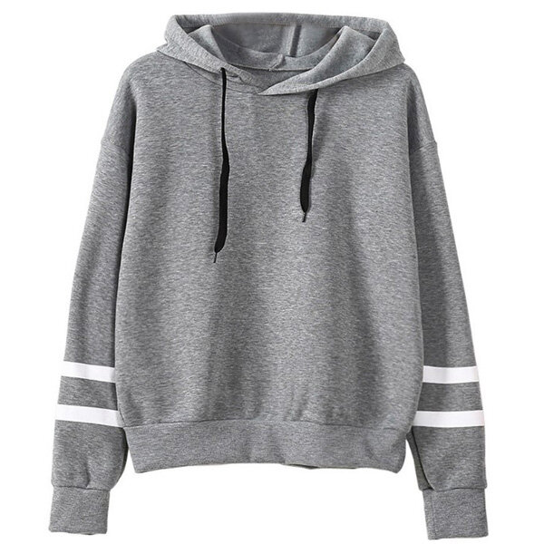 New Women Hoodies Spring Autumn Striped Long-Sleeved Slim Fit Fashion Casual Solid Color Hooded Female Sweatshirts S-3XL