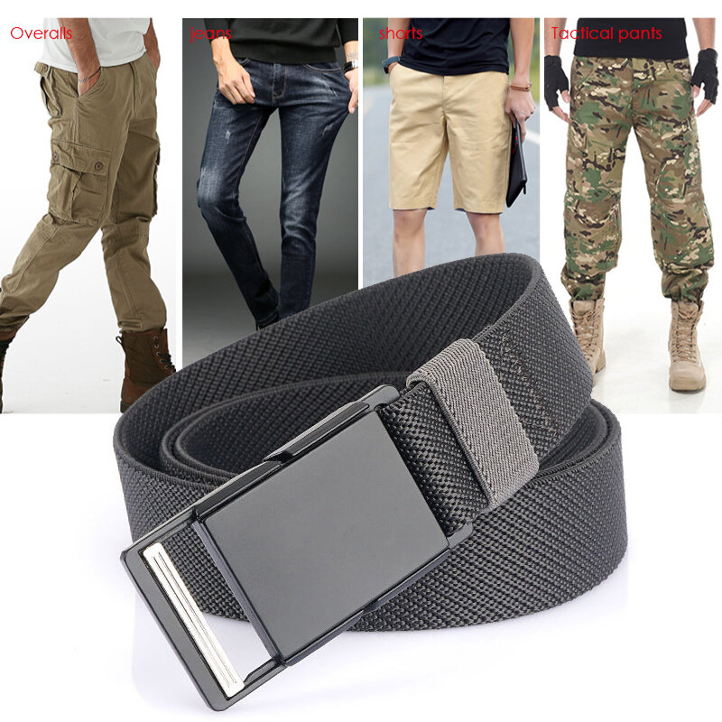 VATLTY magnético cinturón elástico para hombres, hebilla de aleación cinturón delgado unisex de liberación rápida, cinturón marrón de 34 mm para mujer masculina, cintura de jeans fajas