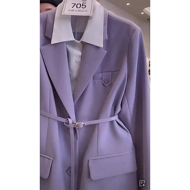 Blazer violet de haute qualité pour femme, petit parfum conçu, faux olympiques deux pièces, haut de veste, printemps, automne, 2023