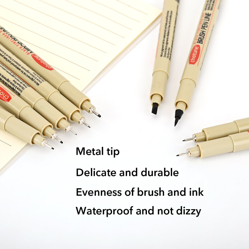 12 Tip Pigment Liner Micron Inkt Marker Pen Voor Manga Tekenen Schetsen Naaldpen Haak Lijn Pen Schets Briefpapier Set Art Benodigdheden