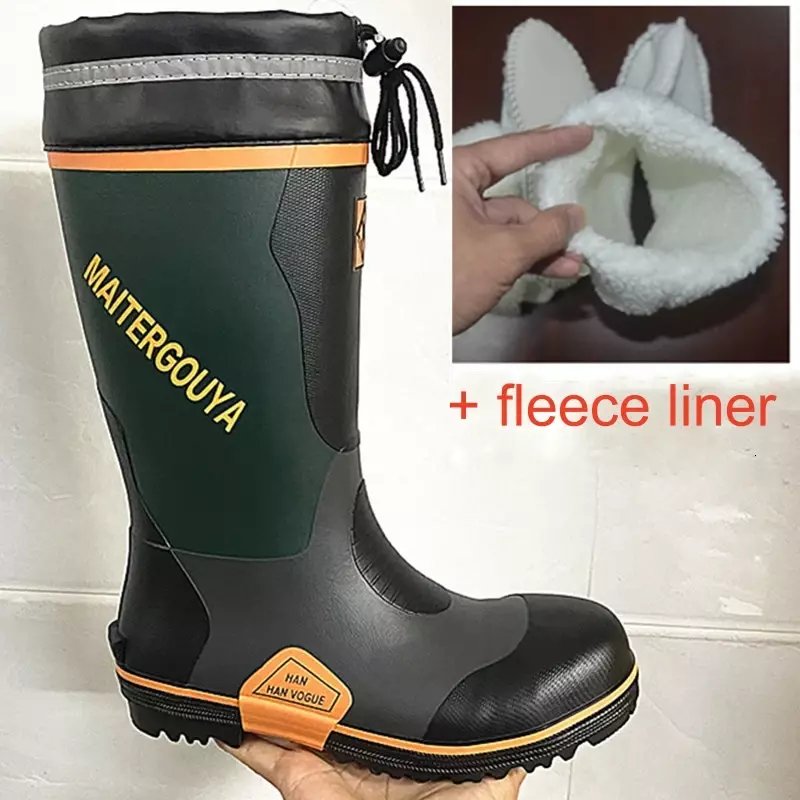 37-50 Plus Size Waterproof Fishing Boots Rain Shoes Steel Toe Work Safety Shoes Men Women Outdoor Wading Shoes Rubber Rain Boots
