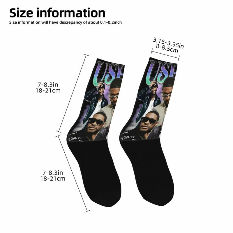 Women's Retro Usher Rapper Bootleg Socks Soft Casual 2024 Tour Socks Hip Hop Accessories Middle TubeSocks Best Gift Idea