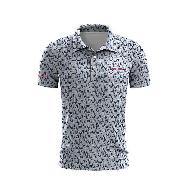 Męska odzież golfowa Chaos nadruk geometryczny męska letnia koszulka golfowa Top szybkoschnący klub golfowy zapinana na guziki koszulka Polo