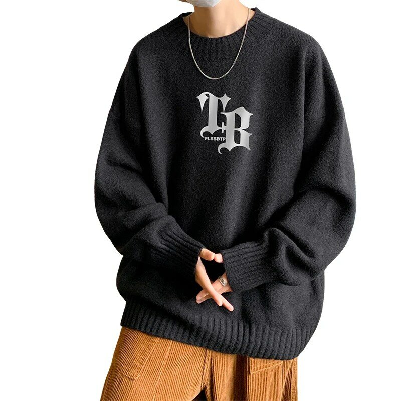 New Men's Half Turtleneck Sweater Men's Plus Velvet Thick Warm Knitted Sweater Fashion All-match Sweater M-5XL