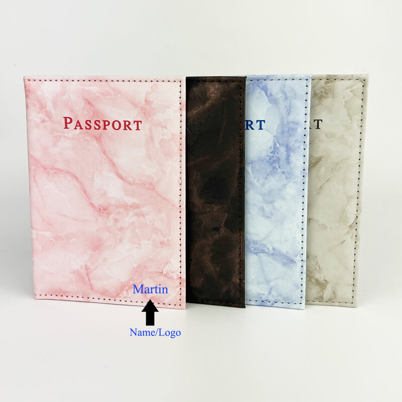 Spersonalizowane marmurowy nadruk okładka na paszport kobiet mężczyźni podróżują ślubne etui na paszport identyfikator podróży bankowy etui na karty kredytowe portfel