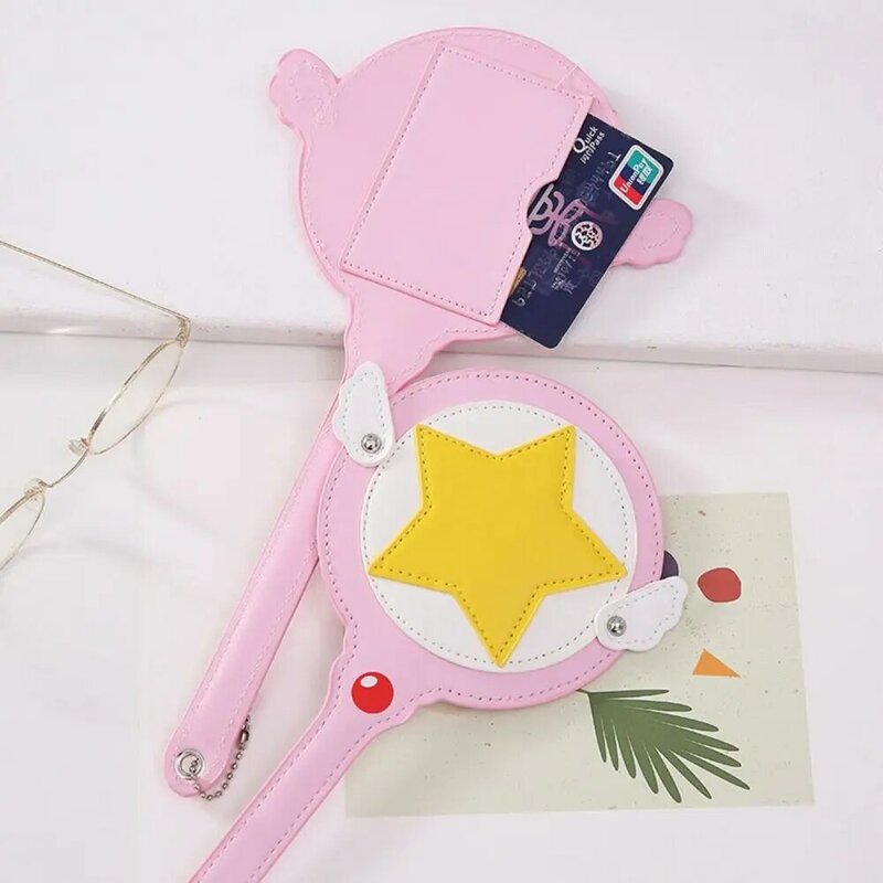 Cute Anime Star Magic Wand Card Bag con ali Cosplay Card Bus Subway Card Cover Holder Prop mobile Girl Gift Cute Pendent