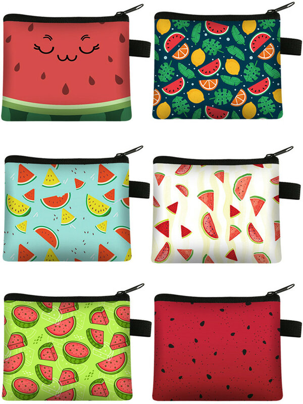 Masken tasche Obst Wassermelone Brieftasche tragbare Karten tasche Münz schlüssel Aufbewahrung tasche Polyester Handtasche Geldbörse Minit asche Sack süße Tasche