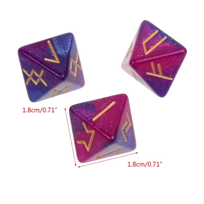 3 Pcs Acrylic 8-Sided Runic Polyhedral Astrological Easy to Read