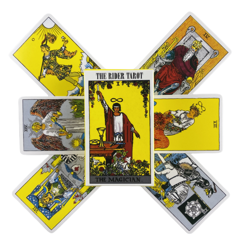 Pengendara kartu Tarot primer untuk pemula dengan kertas buku panduan edisi dek panduan keberuntungan menceritakan papan ramalan permainan