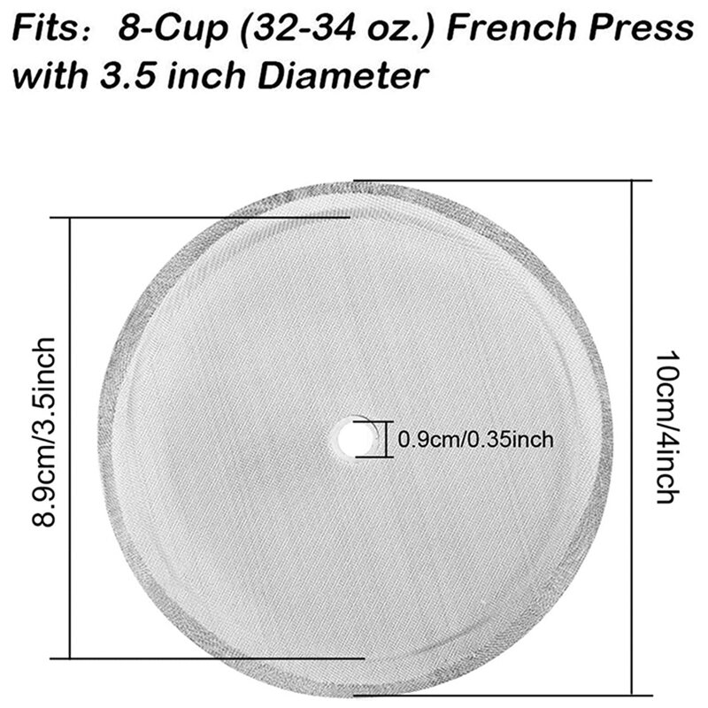 4 Packs French Press Replacement Filters Mesh Screen Perfect For 34 OZ,8 Cup French Press