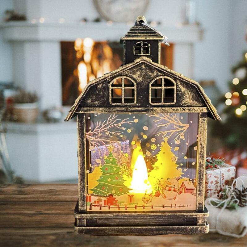 Vintage Stijl Kerstverlichting Flikkerende Kaarslicht Feestelijke Led Kaarslicht Kerstlantaarn Sneeuwman Kerstman Elanden