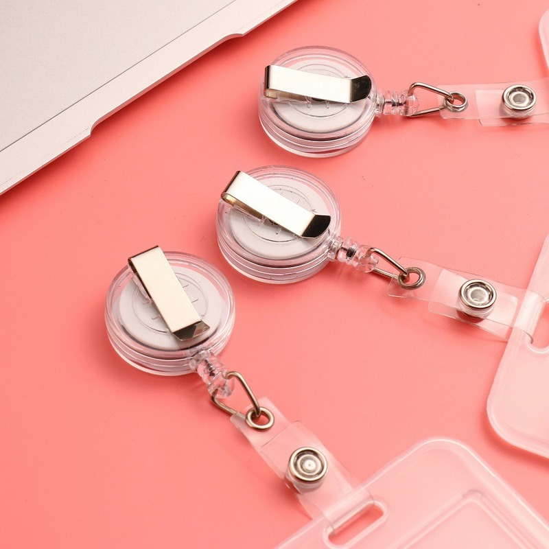 Transparent Working Permit Case with Chest Pocket Clips Retractable Badge Reel Name Badge Holder Staff Employee's Card Sleeve
