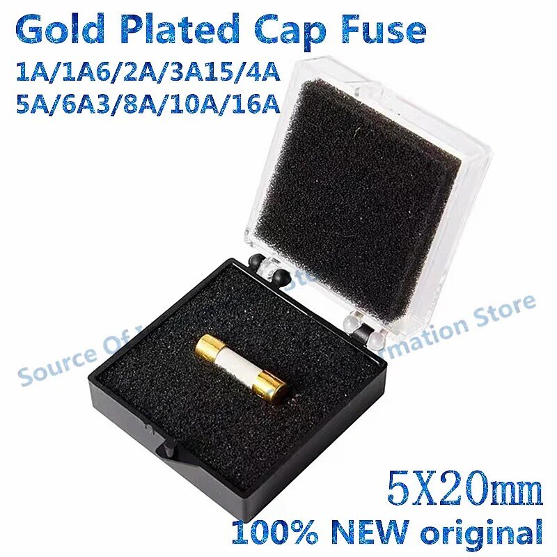 Fusible de aleación chapado en oro para audiófilo hifi, 1 piezas, 5x20mm, 1A/3A15/6A3/8A/10A/16A, 100% nuevo, original