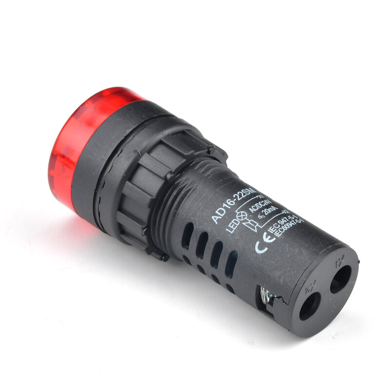 Còi báo động 22mm 12V có đèn LED màu đỏ đèn báo tín hiệu báo động tiếng bíp không liên tục AD16-22SM báo động màu đỏ xanh lá cây