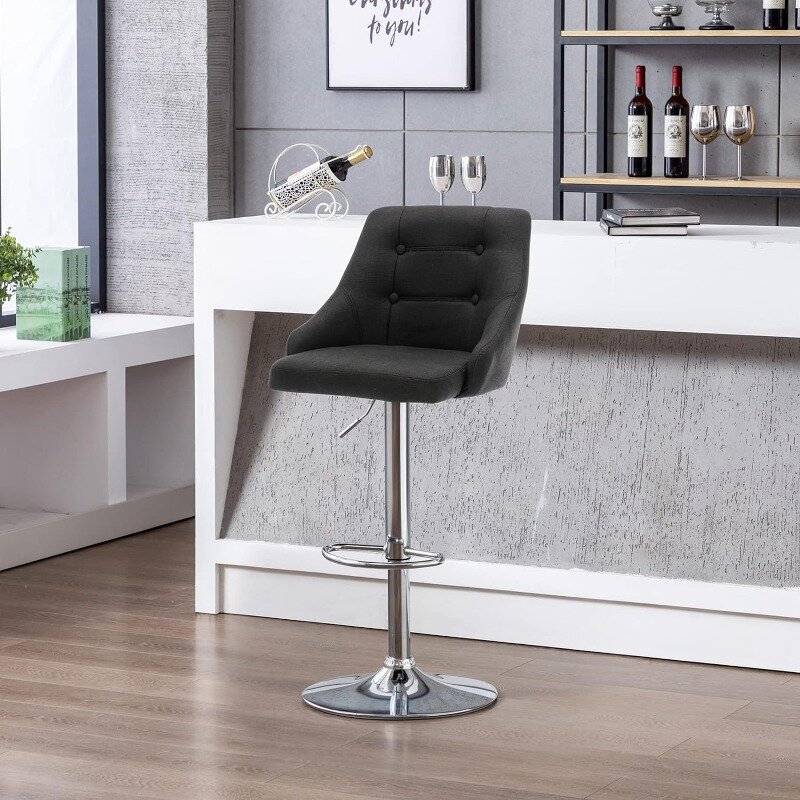 Bangku Bar putar dengan belakang, bangku Bar berumbai kain dapat disetel, kursi Bar angkat udara tinggi konter lapis kain untuk ruang makan dapur
