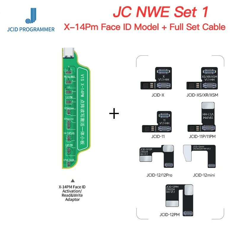 Jc jcid Dot Matrix flexケーブルforiPhone x xr xs 14 13 12 11 pro max mini読み取りおよび書き込みデータの顔修理