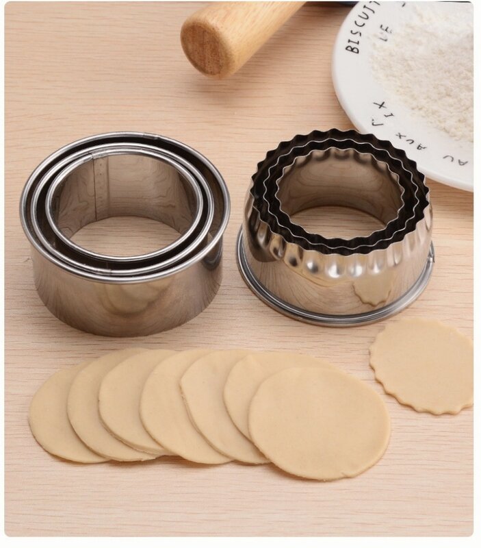 1/3Pcs/Set Stainless Stee Round Dough Cutter DIY Dumplings Skin Mold Flower Shaped Cookie Pastry Maker Biscuit Circle Ring Mould