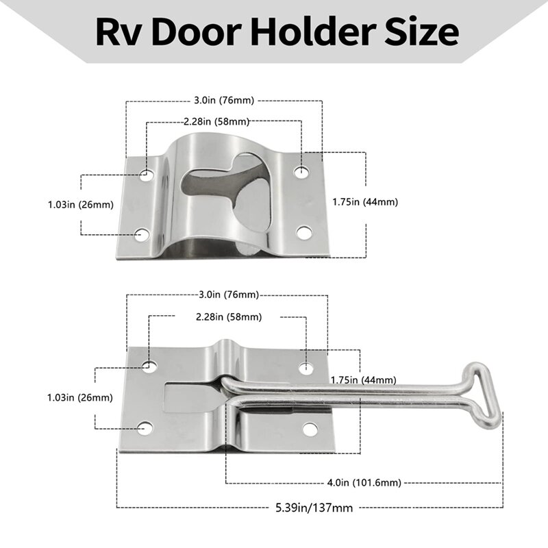 Soporte de puerta estilo T de 2 piezas, puerta de entrada, remolque de carga para remolque RV, Camper, gancho de sujeción de puerta Exterior