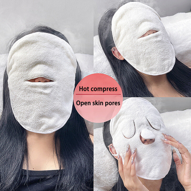Masque de soin de la peau en coton, compresse chaude, serviette de support, visage à la vapeur, ouvre les pores de la peau, propre, beauté, outils de soins du visage