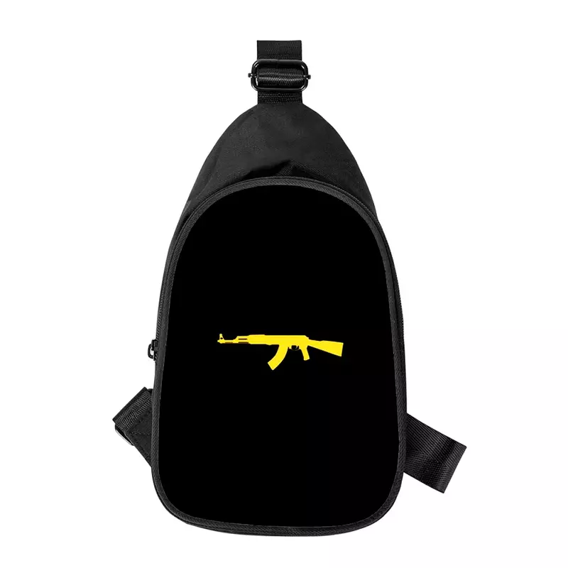 AK47 권총 총알 3D 프린트 남성 크로스 체스트 백, 대각선 숄더백, 남편 학교 허리 팩, 남성 가슴 팩, 신제품