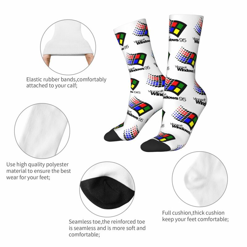 Windows 95 Design Crew Socks produkt dla kobiet mężczyzn przytulne skarpetki