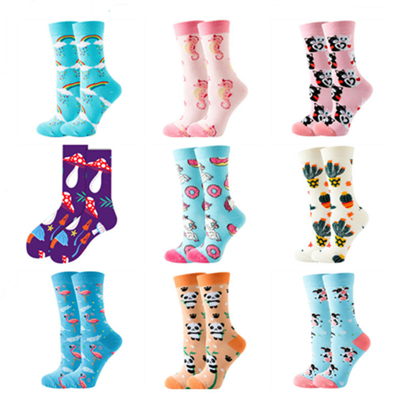 Donne Designer Fashion Funny Creative Middle Tube Cotton Woman Colorful Cute Pattern Animal Plant Sports Sock Wonder Socks Gift