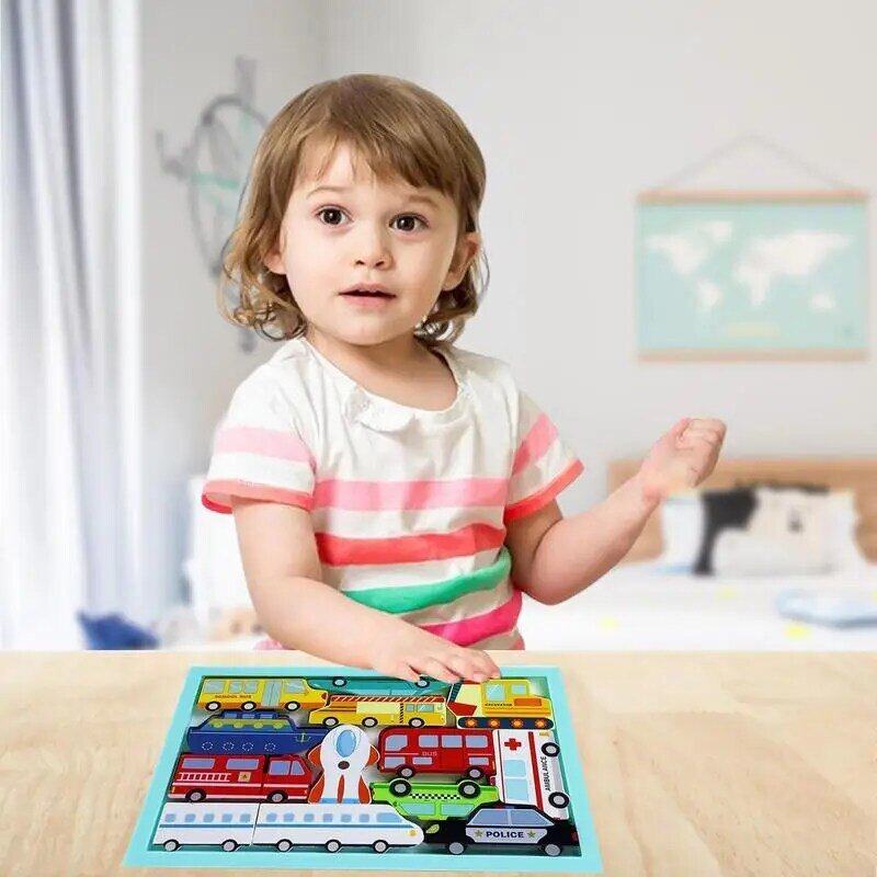유아를 위한 다채로운 3D 나무 동물 퍼즐 퍼즐, 유아, 아기 교육 학습 장난감, 동물 모양, 여행 빌딩