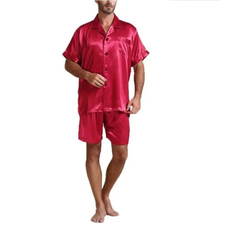 Męskie piżamy zestaw letnie spodenki z krótkim rękawem 2 sztuk zestaw piżamy dla mężczyzn miękka przytulna Homewear garnitur śpiąca MY949