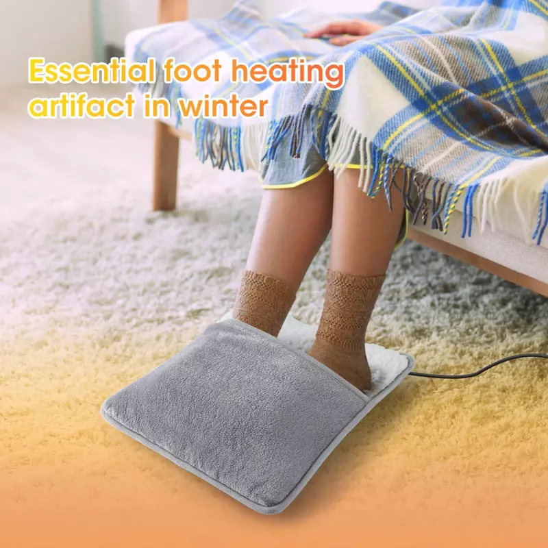 USB Carregando almofada de aquecimento elétrica do pé, Universal Soft Plush Lavável Pés Aquecedor Aquecedor, Tapete de aquecimento doméstico, Inverno