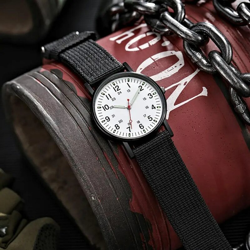 Męski zegarek kwarcowy dokładny miękka opaska na rękę nylonowy pleciony świecący sportowy zegarek na rękę dla wojskowych Relojes Para Hombre Relogio