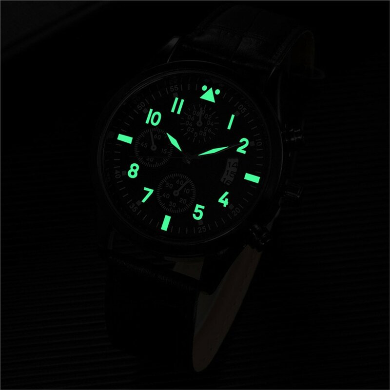 Popular Mens Leather Watch With Calendar Function Plus Luminous Function Watch Men Wrist Watches Top Brand Luxury Montre Homme