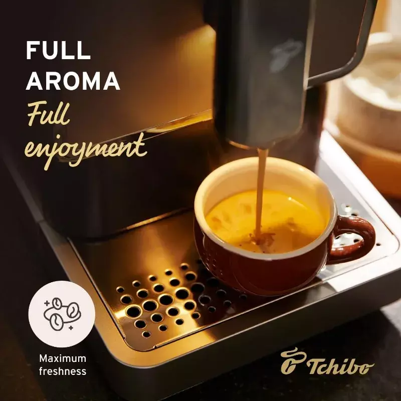 آلة قهوة اسبريسو أوتوماتيكية من Tchibo ، آلة صنع القهوة ذات الخدمة الواحدة ، مطحنة مدمجة ، لا تحتاج إلى قرون قهوة ، تأتي