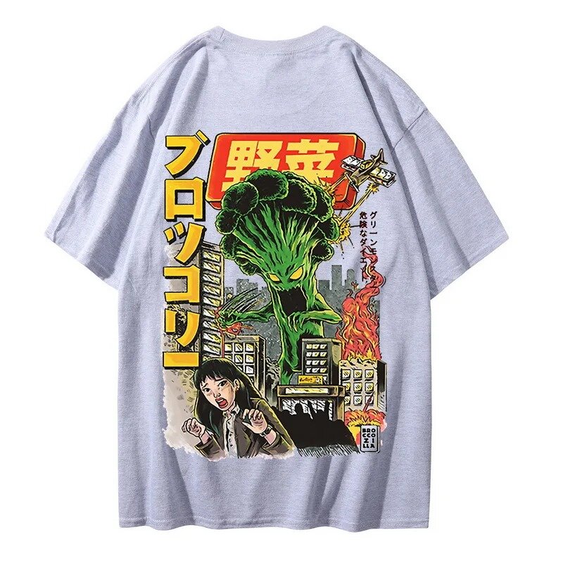 2024 neue Männer Hip Hop T-Shirt japanische Harajuku Cartoon T-Shirt Streetwear Sommer Tops T-Shirts Baumwolle übergroße T-Shirt
