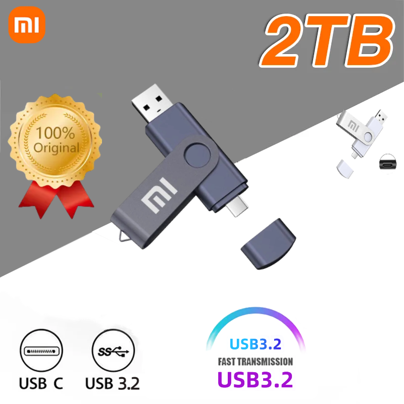 Xiaomi 2TB USB 3.2 Flash Drives High Speed Transfer Metal Pendrive Memory Card Type-C Interface Pendrive Flash Waterproof Stick
