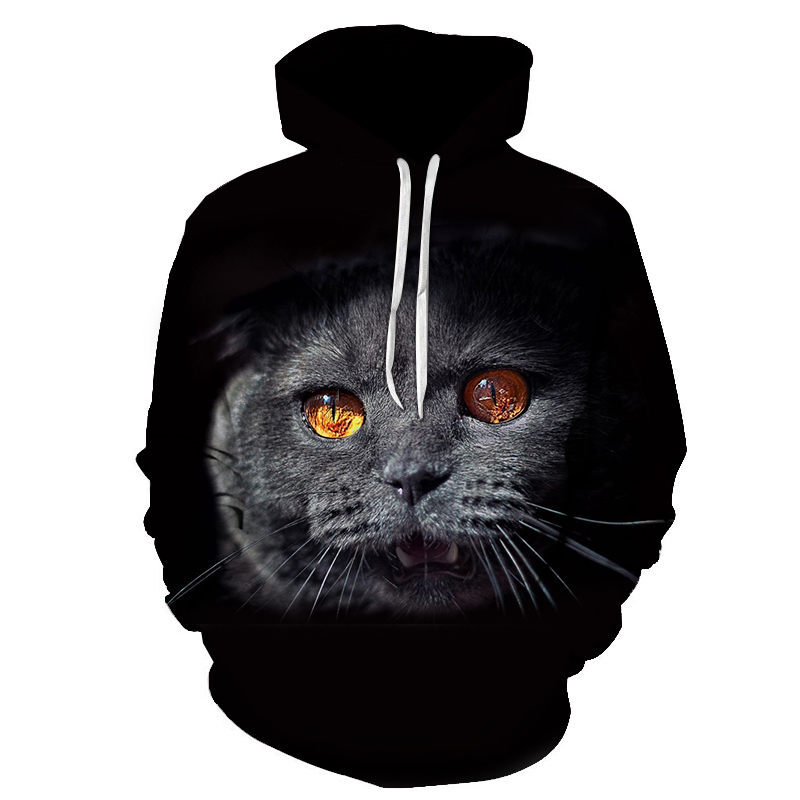 ใหม่ร้อนขายการ์ตูนสัตว์ผู้ชายและผู้หญิงน่ารักแมว3d เสื้อสวมหัวแบบฮู๊ดพิมพ์ Street Sweatshirt Light เสื้อผ้า