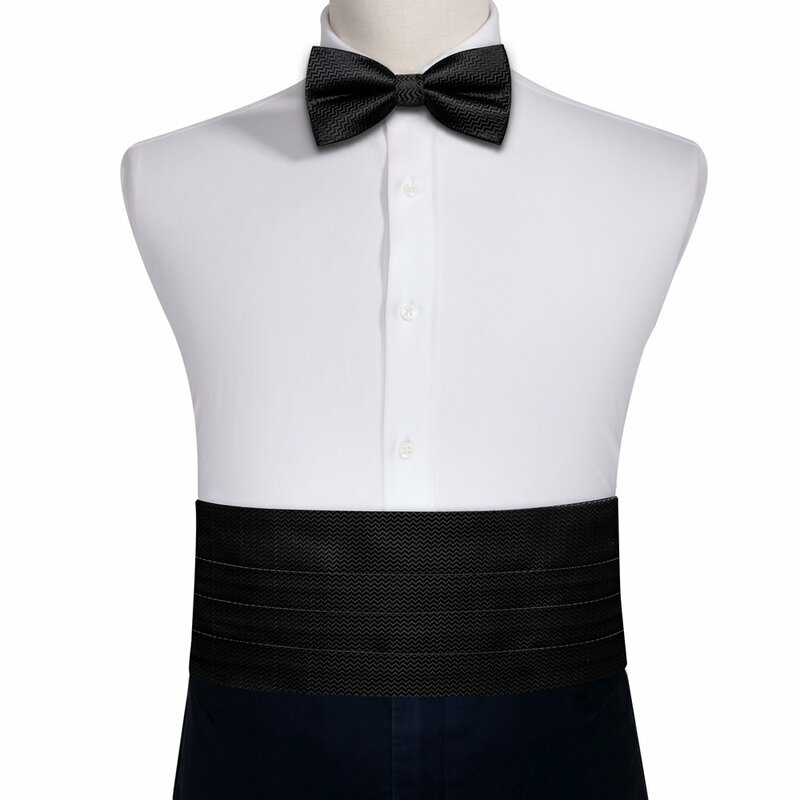 Формальные Волнистые Шелковые Cummerbund для мужчин, классический галстук-бабочка, носовой платок, наборы запонок, деловая вечеринка, день рождения, дизайн Барри Ван 1064