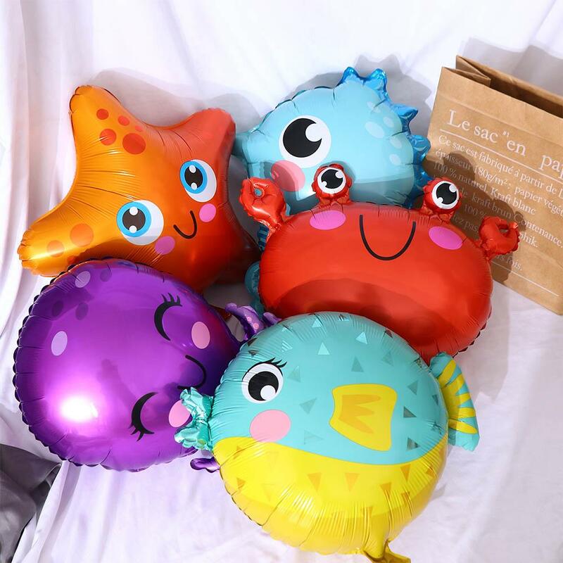 Balões de alumínio para festa de aniversário infantil, tema do mar, caranguejo, estrela do mar, polvo, polvo, brinquedo infantil