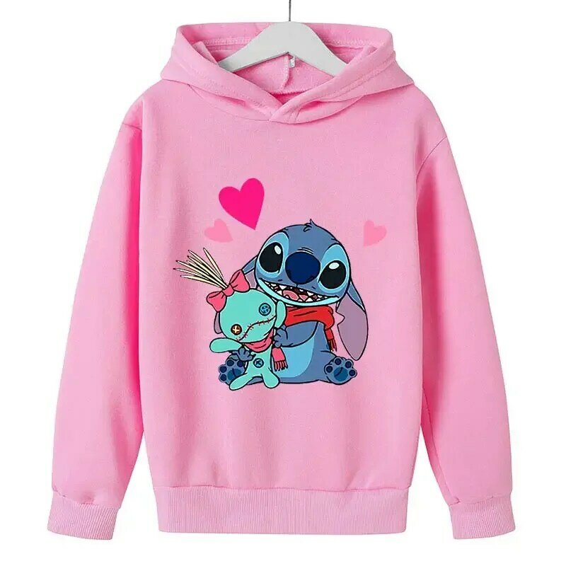 2024 Disney Stitch Hoodies niedlichen Stich Sweatshirt Langarm Kinder Kleidung Tops Männer und Frauen Stich Hoodies