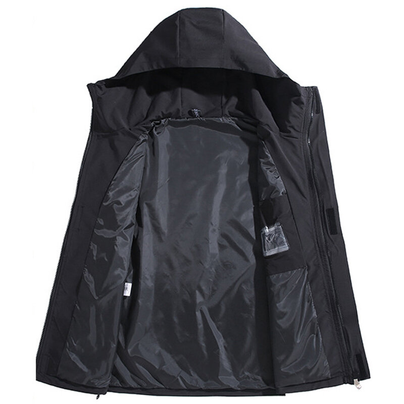 Jaket tahan air pria, 10XL 12XL ukuran besar jaket tahan air warna polos hitam penahan angin pria pakaian luar ruangan ukuran besar