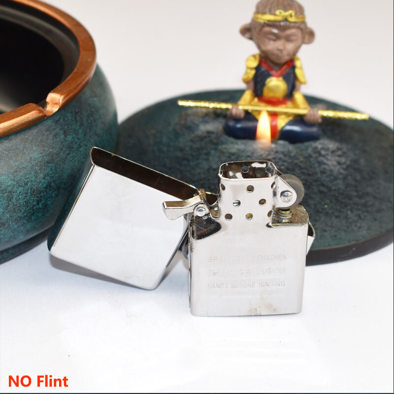 Metalen Brandstof Aansteker Voor Sigaret Gasolin Brand Winddicht Rolling Slijpen Wielen Kerosine Aanstekers Mannen Gift Voor Vriend Geen Flint