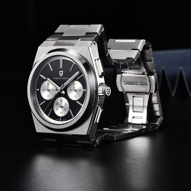 Pagani design limitierte herren quarzuhr marke vk63 saphir edelstahl 40mm wasserdichter chronograph reloj hombre pd1761