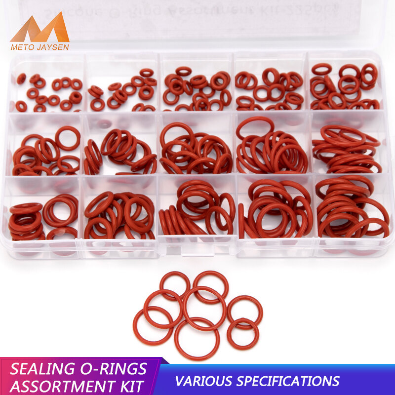 PCP  Socket Silicone O-rings Red Gasket Replacements OD 6mm-30mm CS 1.5mm 1.9mm 2.4mm 3.1mm 15 Sizes 225PCS/SET HG011