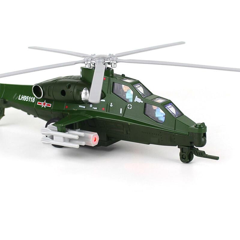 Giocattolo per elicottero con suoni di luci oggetti da collezione per l'aviazione Display da tavolo durevole tirare indietro il giocattolo dell'aereo per il regalo di compleanno ragazzi ragazze