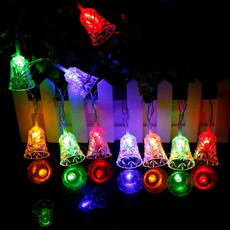LED 크리스마스 조명 미니 벨 화환, 요정 스트링 조명, 배터리 작동, 가정용 크리스마스 파티 트리 장식, 3m, 6m