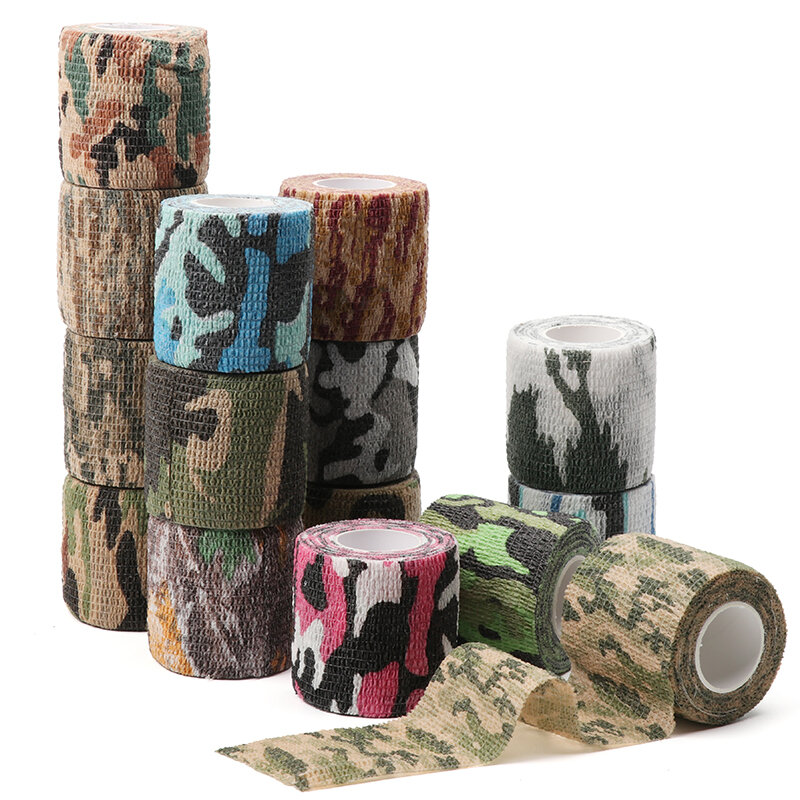 Customized productOBSHORSE High Elastic Self-adhesive Camo Wrap Tape for Hunting Protective Breathable Combat Camouflage Tape